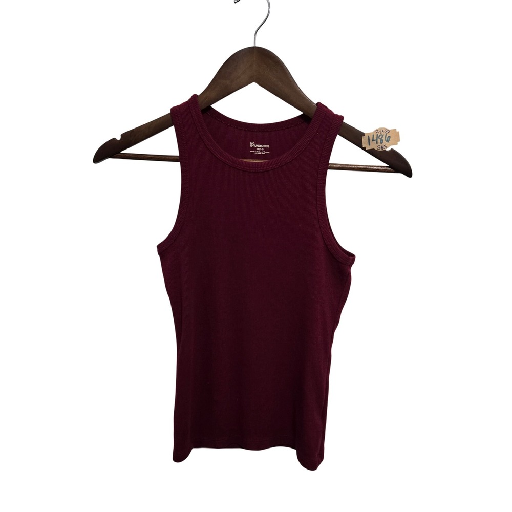 No Boundaries Womens Ribbed Racerback Tank Top Burgundy‎ XS 0-2 RN52469